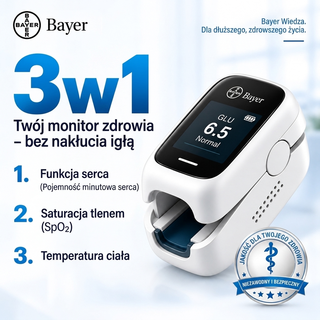 Bayer 12-w-1 Bezinwazyjny miernik parametrów życiowych na palec